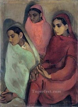 indio Painting - Tres niñas de Amrita Sher Gil 1935 India